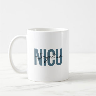 Taza De Café Enfermera de UCI Neonatal Tipografía Negrita Nombr