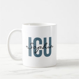 Taza De Café Enfermera de UCI Tipografía Minimalista con Nombre
