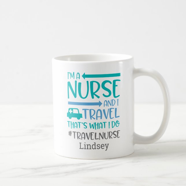 Taza De Café Enfermera de viaje divertida personalizada para ca (Derecha)