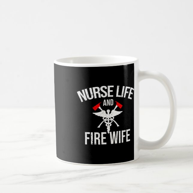 Taza De Café Enfermera de vida y de bombero de esposas regalo d (Derecha)