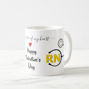 Taza De Café Enfermera estetoscopio Día de San Valentín amarill