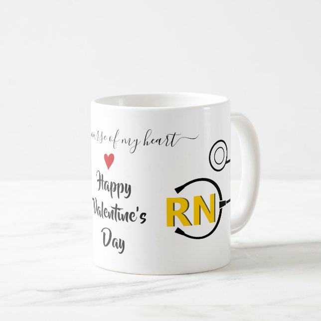 Taza De Café Enfermera estetoscopio Día de San Valentín amarill (Anverso derecho)
