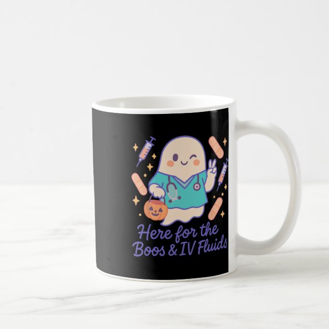 Taza De Café Enfermera Fantasma De Halloween Aquí Para Los Boos (Derecha)