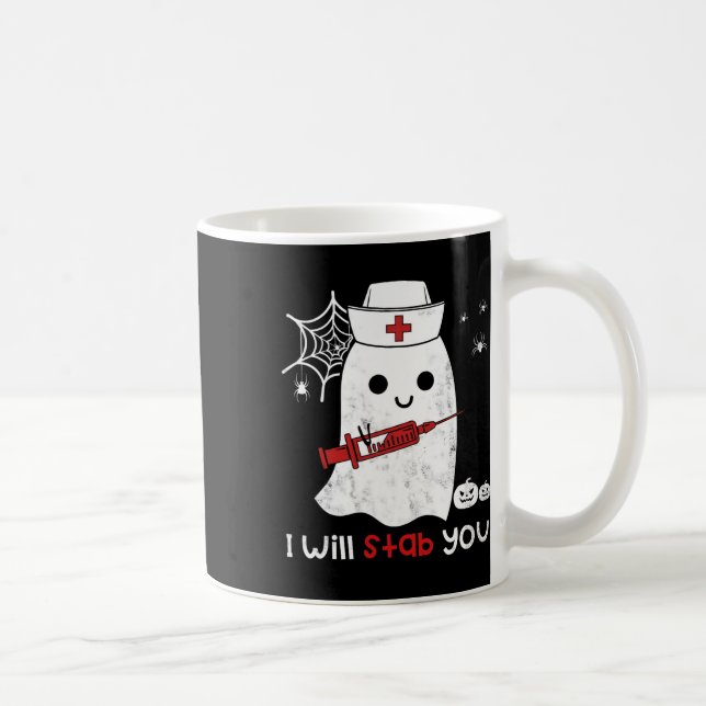 Taza De Café Enfermera fantasma Te apuñalaré regalo de Hallowee (Derecha)