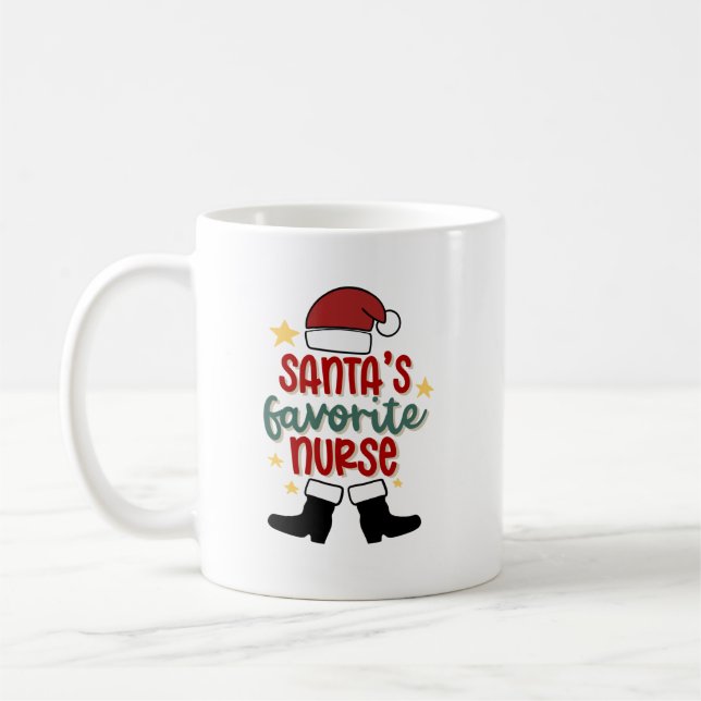 Taza De Café Enfermera favorita personalizada de Santa Claus (Izquierda)
