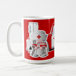 Taza De Café Enfermera Gnome con camioneta de enfermera roja