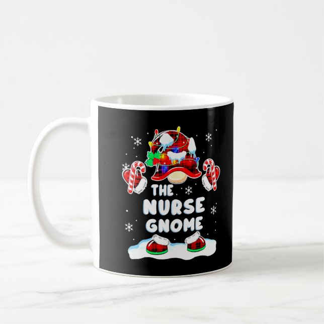 Taza De Café Enfermera Gnome Gnomies Red Plaid Mateo Familia Ch (Izquierda)