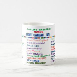 Taza De Café Enfermera Gracias en 30 idiomas Café Mug