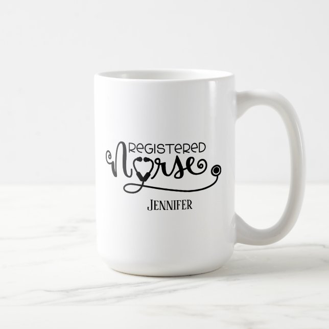 Taza De Café Enfermera inscrita Stethoscope Café Mug (Derecha)