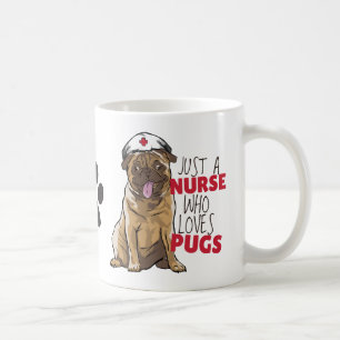 Taza De Café Enfermera Linda Ama Pug Regalo RN Mamá Perro - Pug