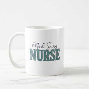 Taza De Café Enfermera Med Quirúrgica Diseño Floral Vintage Gra
