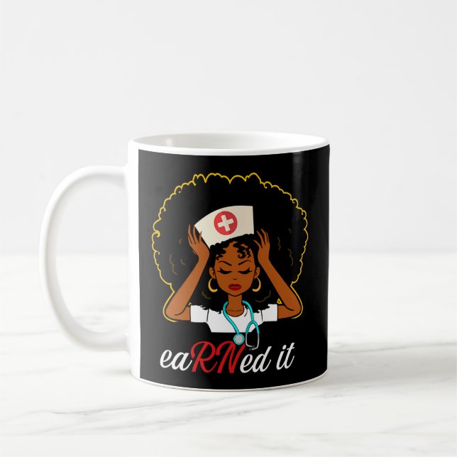 Taza De Café Enfermera Negra Ganó Graduación De Enfermería De E (Izquierda)
