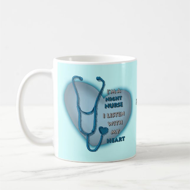 Taza De Café Enfermera Nocturna Corazón Azul (Izquierda)