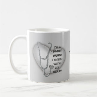 Taza De Café Enfermera Nocturna Corazón Gris