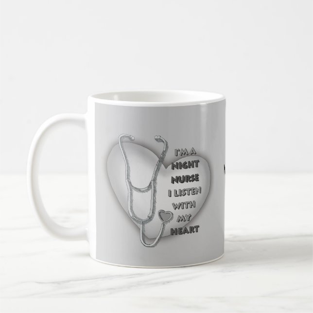 Taza De Café Enfermera Nocturna Corazón Gris (Izquierda)