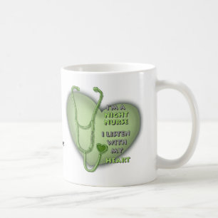 Taza De Café Enfermera Nocturna Corazón Verde