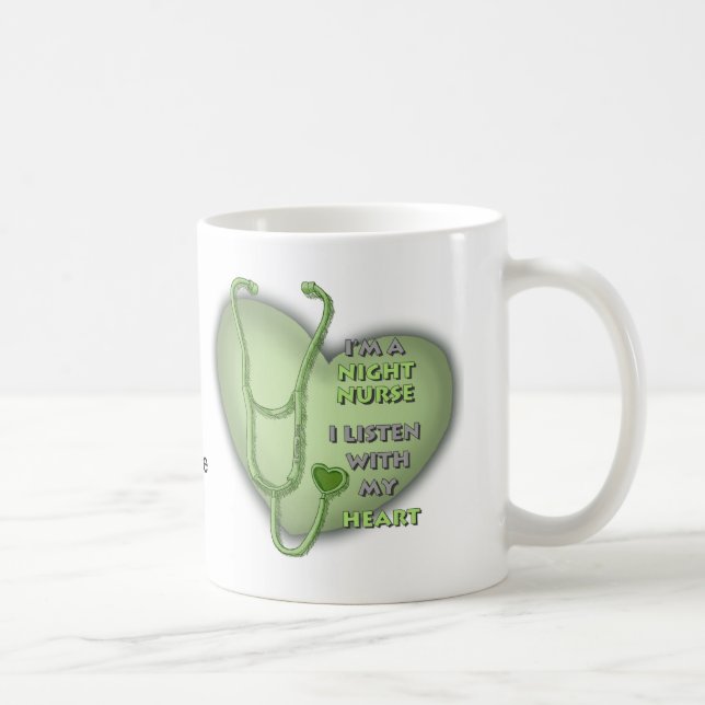 Taza De Café Enfermera Nocturna Corazón Verde (Derecha)