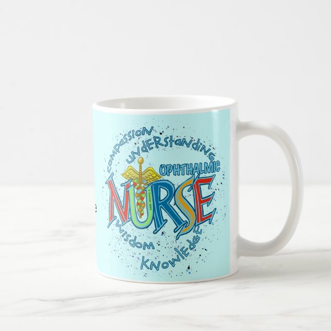 Taza De Café Enfermera oftálmica Motto personalizado enfermeras (Derecha)
