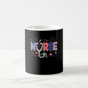 Taza De Café Enfermera Patriota Americana 4 De Julio De Enferme