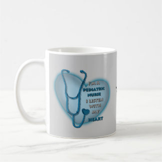 Taza De Café Enfermera Pediátrica de Corazón Azul