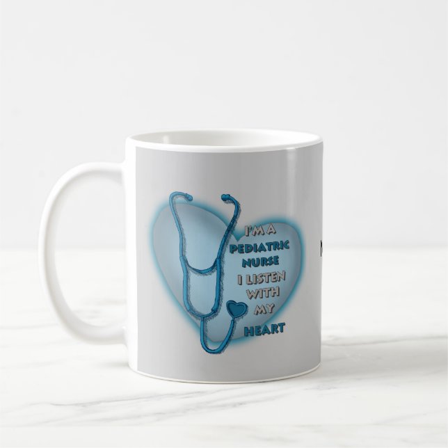 Taza De Café Enfermera Pediátrica de Corazón Azul (Izquierda)