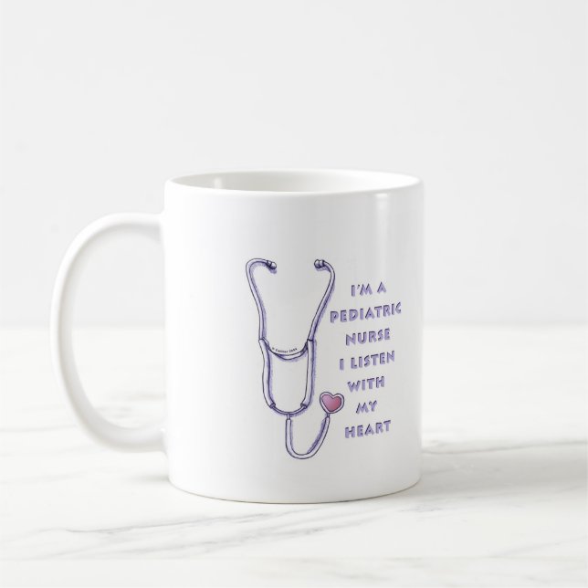 Taza De Café Enfermera Pediátrica del Corazón  (Izquierda)