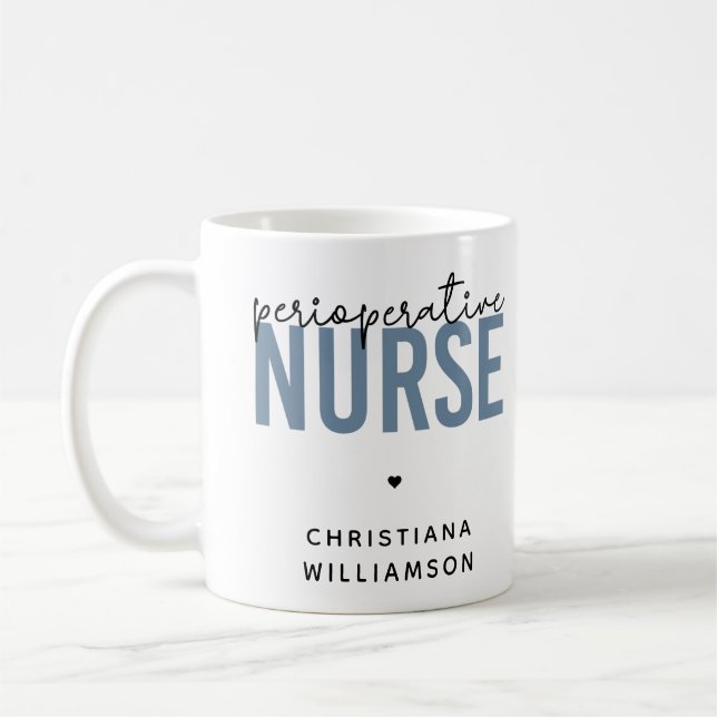 Taza De Café Enfermera perioperatoria personalizado RN o regalo (Izquierda)