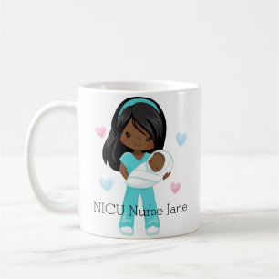 Taza De Café Enfermera personalizada del afroamericano NICU con