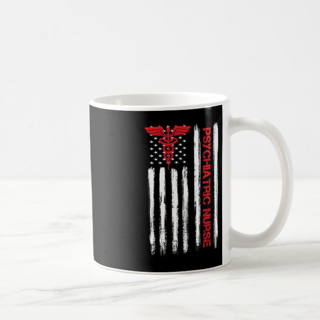 Taza De Café Enfermera psiquiátrica Bandera Americana RN Salud  (Derecha)