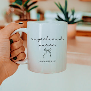 Taza De Café Enfermera Registrada Personalizada Mínima Letra Ne