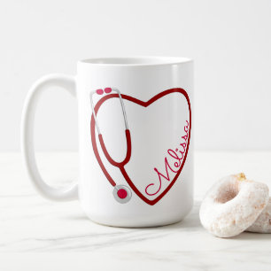 Taza De Café Enfermera Stethoscope Café Rojo Fun Valentine