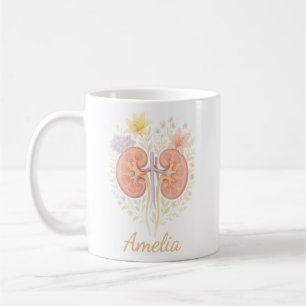Taza De Café Enfermera y técnico de nefrología anatómica floral