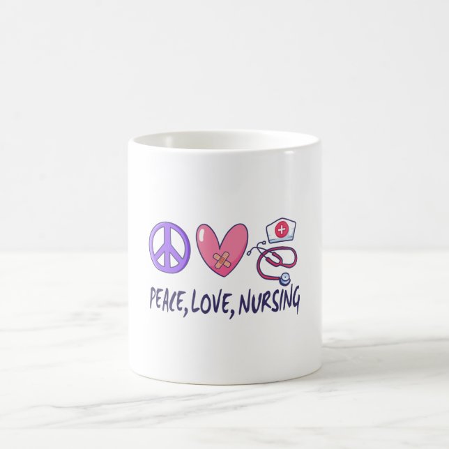 Taza De Café Enfermería de amor por la paz (Centro)