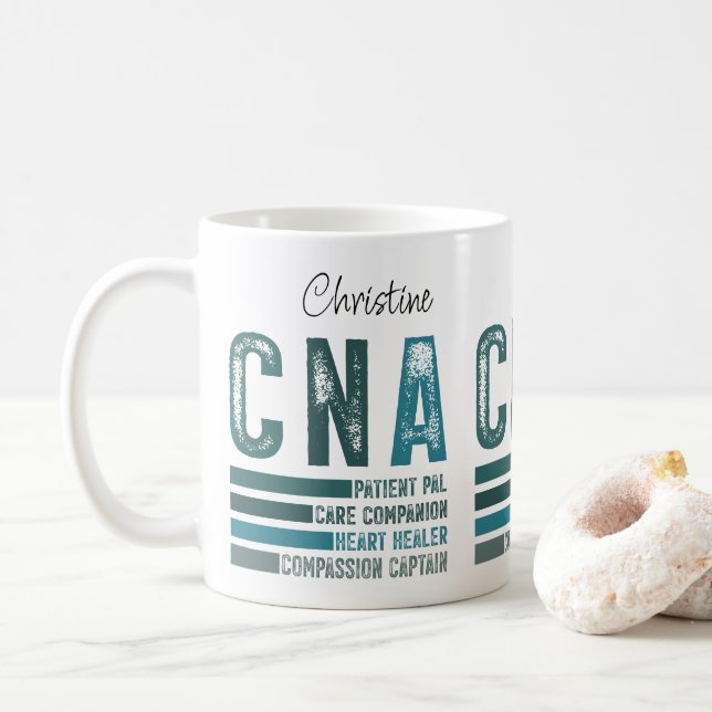 Taza De Café Enfermería de CNA retro personalizado (Con donut)