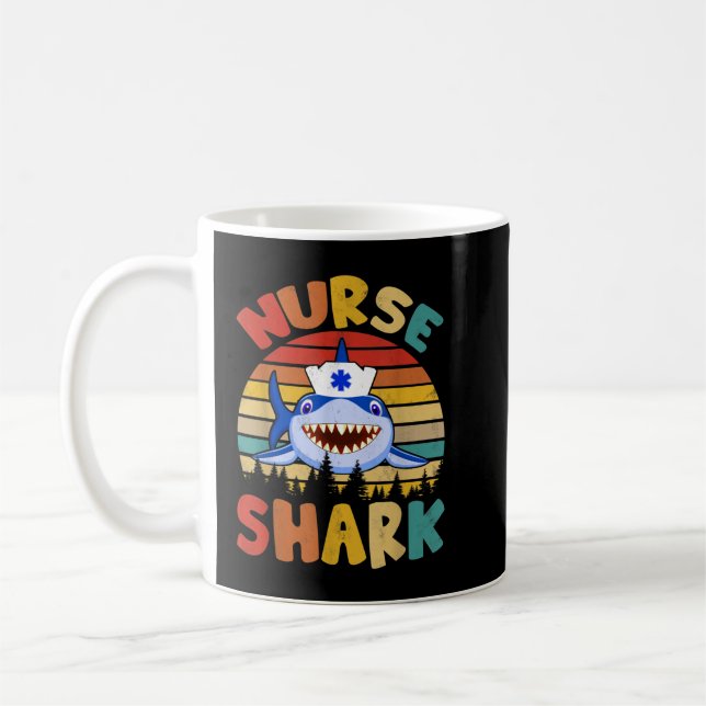 Taza De Café Enfermería de enfermería divertida de Shark, enfer (Izquierda)