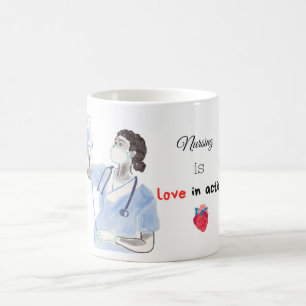 Taza De Café Enfermería es amor en acción - Enfermera