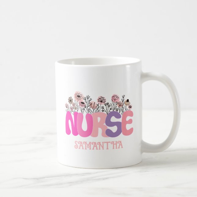 Taza De Café Enfermería floral (Derecha)