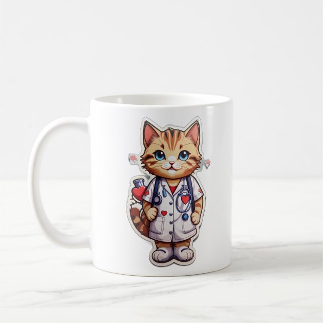 Taza De Café Enfermero de cardiología de gatos (Izquierda)