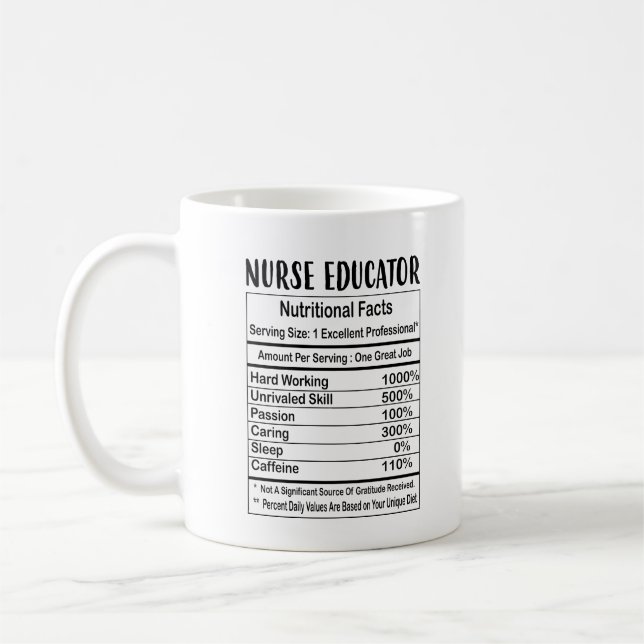 Taza De Café Enfermero Educador Nutrición Hechos 11oz Café Mug (Izquierda)
