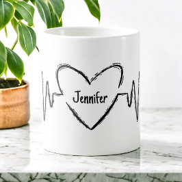 Taza De Café Enfermero médico Médica Personalizado Latido de co