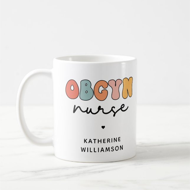 Taza De Café Enfermero Retro OBGYN personalizado (Izquierda)
