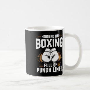 Taza De Café Enganchado En Boxeo Lleno De Líneas De Punch Boxer