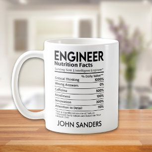 Taza De Café Enginner Nutrition Facts Funny