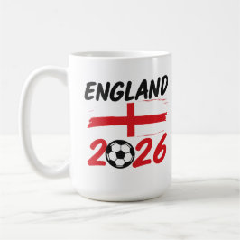 Taza De Café England 2026 Soccer Fan Design, Cross and Football