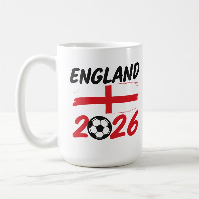 Taza De Café England 2026 Soccer Fan Design, Cross and Football (Izquierda)