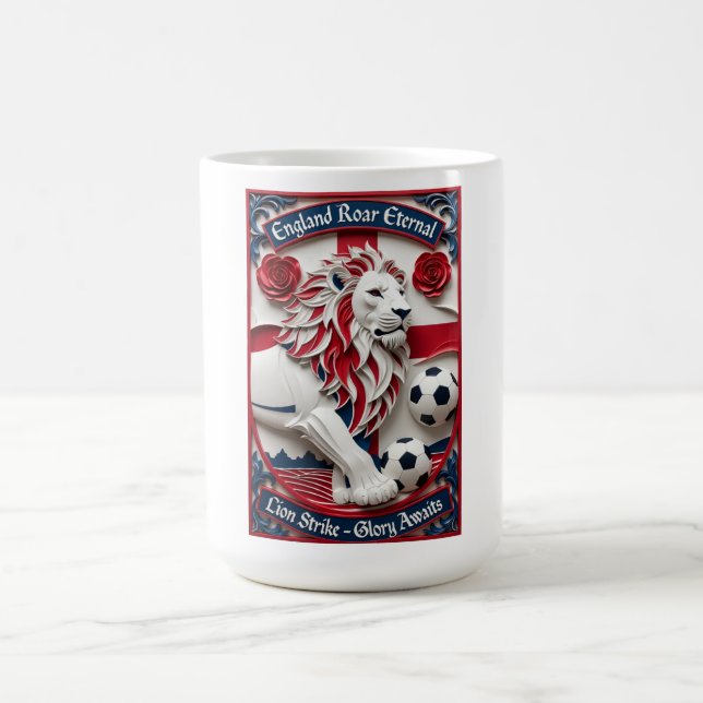 Taza De Café England Lion Strike Soccer, Football Pride Gift (Centro)