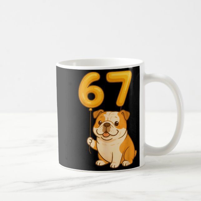 Taza De Café English Bulldog Dog Funny 67 Meme Six Seven Balloo (Derecha)