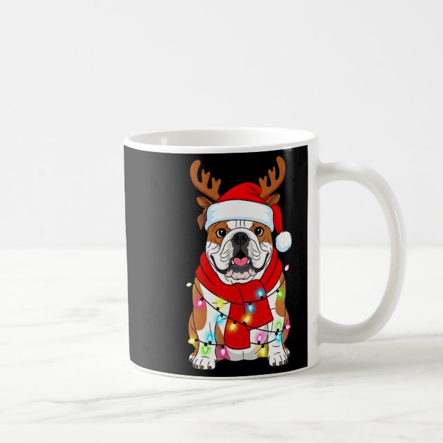 Taza De Café English Bulldog Dog Tree Christmas Lights Xmas Paj (Derecha)