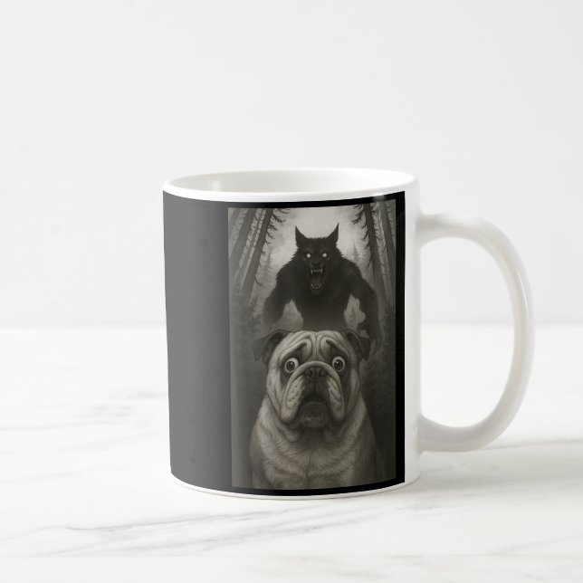 Taza De Café English Bulldog Selfie With Werewolf Funny  (Derecha)