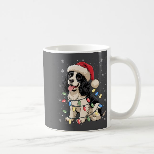 Taza De Café English Springer Spaniel Dog Christmas Tree Lights (Derecha)